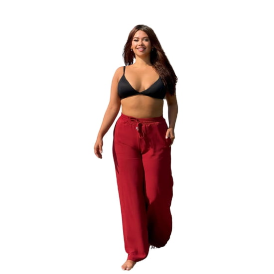 Saída Praia Calça Pantalona Plus Size