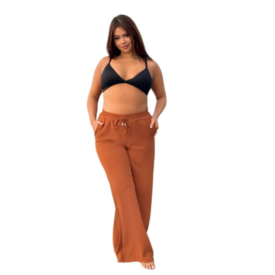 Saída Praia Calça Pantalona Plus Size