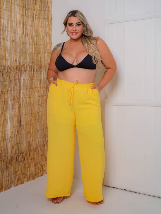 Saída Praia Calça Pantalona Plus Size