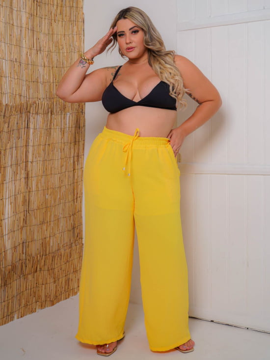 Saída Praia Calça Pantalona Plus Size