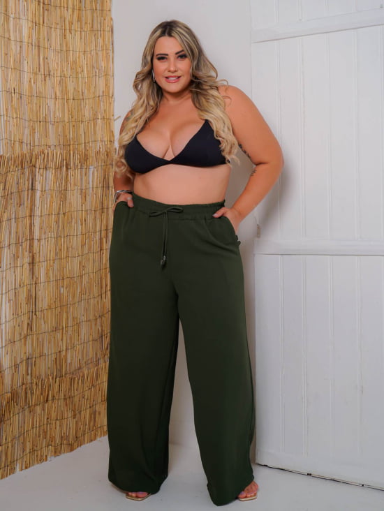 Saída Praia Calça Pantalona Plus Size