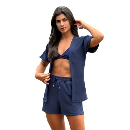 Conjunto Feminino Kimono/Cardigan e Short