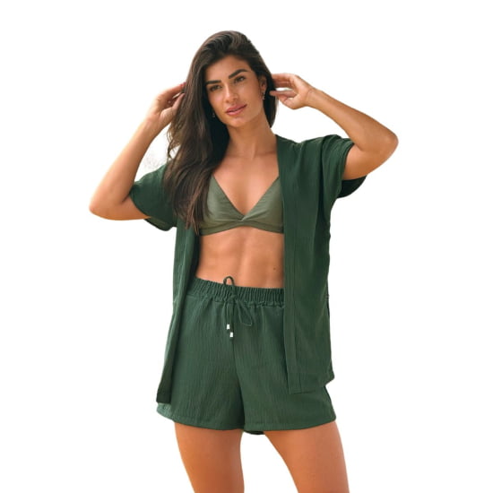 Conjunto Feminino Kimono/Cardigan e Short