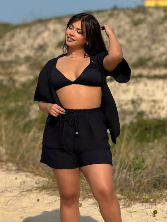 Conjunto Feminino Kimono/Cardigan e Short Plus Size - Julia