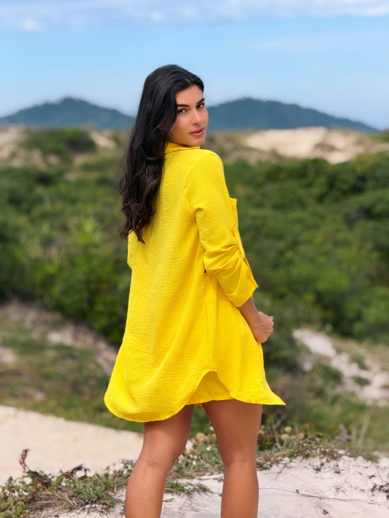Conjunto Saída de Praia Camisão e Short Verão - Não transparente - Ideal para uso casual e praia