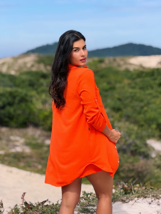 Conjunto Saída de Praia Camisão e Short Verão - Não transparente - Ideal para uso casual e praia
