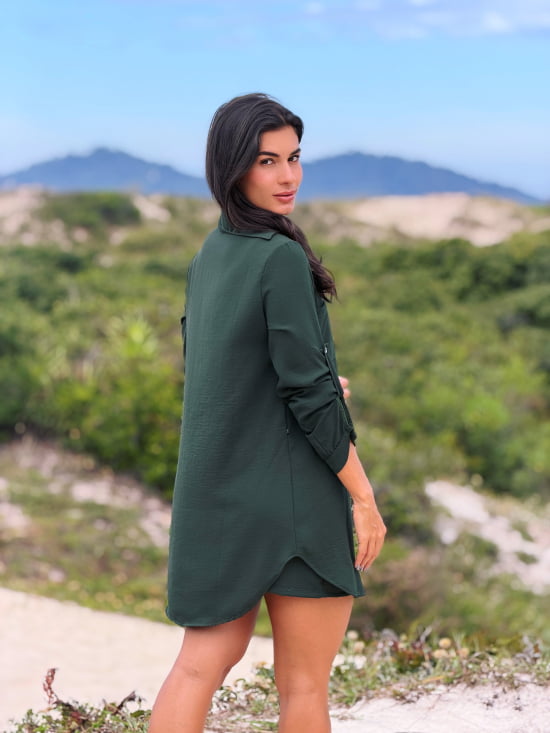 Conjunto Saída de Praia Camisão e Short Verão - Não transparente - Ideal para uso casual e praia