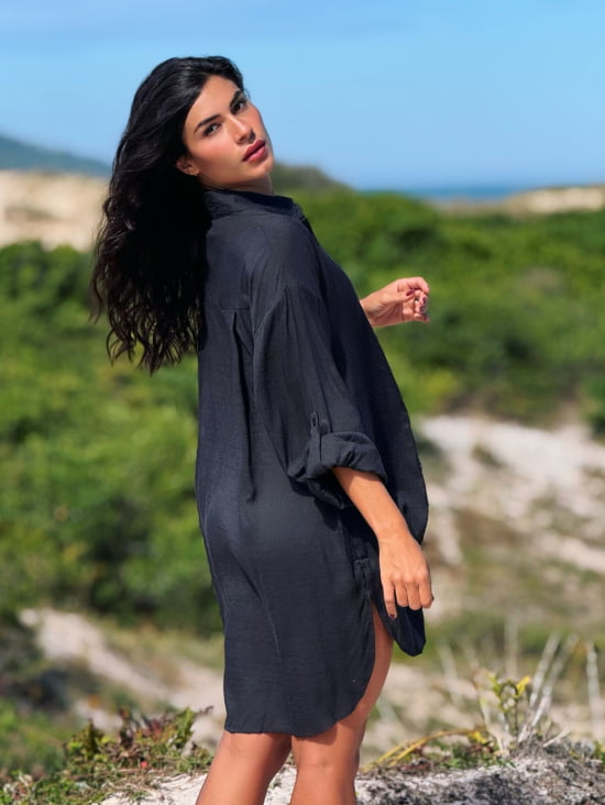 Saída de Praia Camisa Chemise Lisa