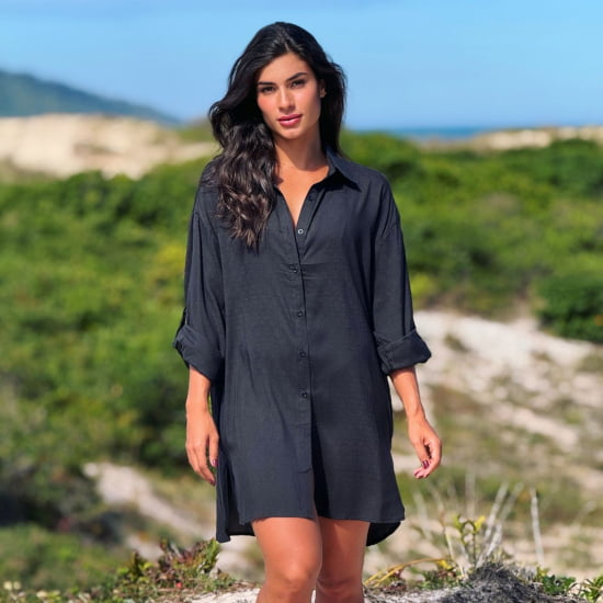 Saída de Praia Camisa Chemise Lisa