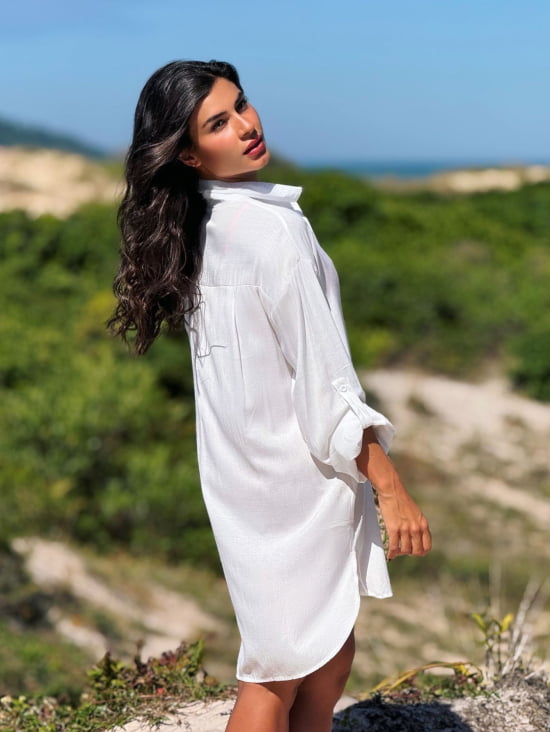 Saída de Praia Camisa Chemise Lisa
