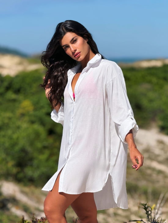 Saída de Praia Camisa Chemise Lisa