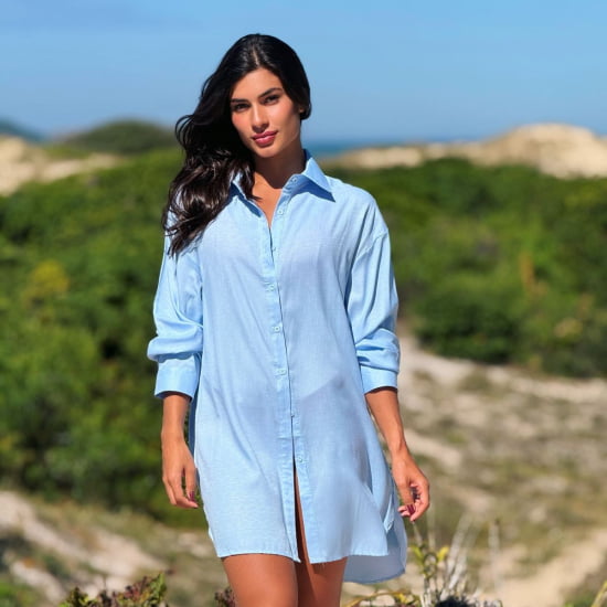 Saída de Praia Camisa Chemise Lisa