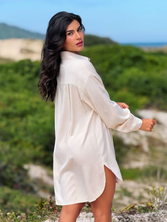 Saída de Praia Camisa Chemise Lisa