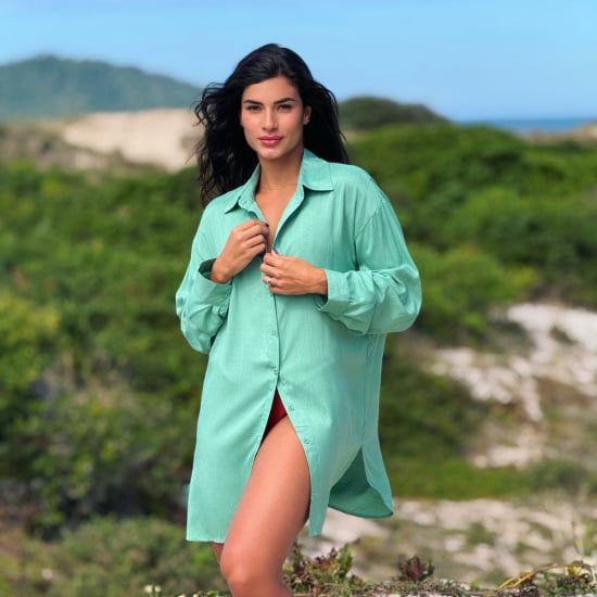 Saída de Praia Camisa Chemise Lisa