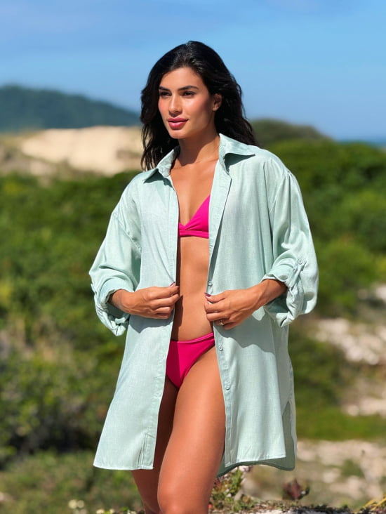 Saída de Praia Camisa Chemise Lisa