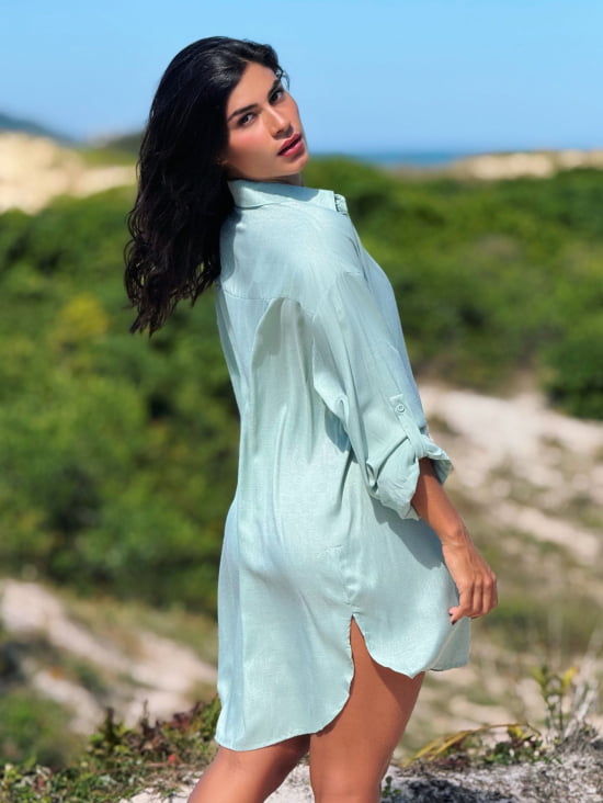Saída de Praia Camisa Chemise Lisa