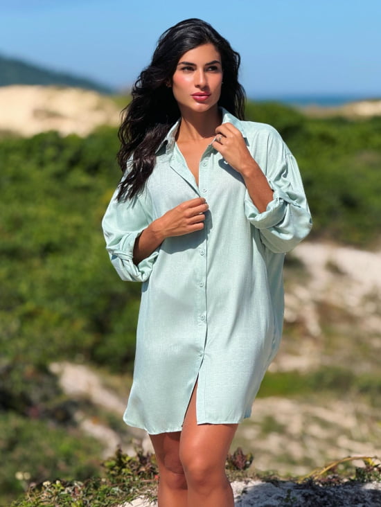 Saída de Praia Camisa Chemise Lisa