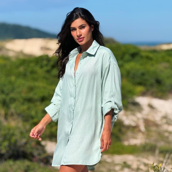Saída de Praia Camisa Chemise Lisa