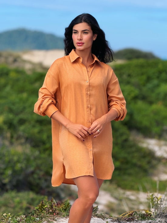 Saída de Praia Camisa Chemise Lisa
