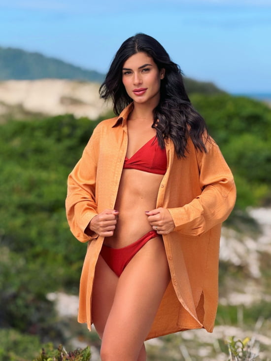 Saída de Praia Camisa Chemise Lisa