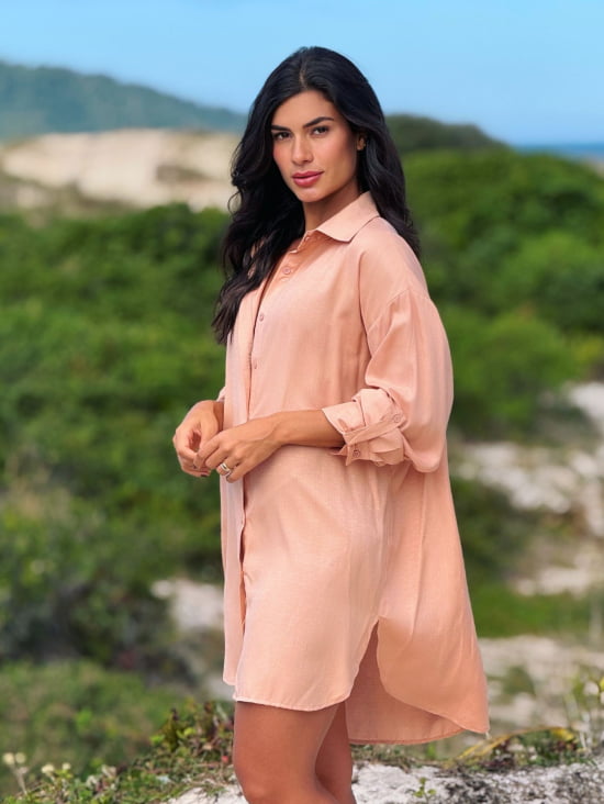 Saída de Praia Camisa Chemise Lisa