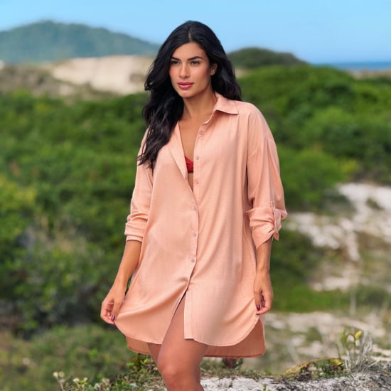 Saída de Praia Camisa Chemise Lisa