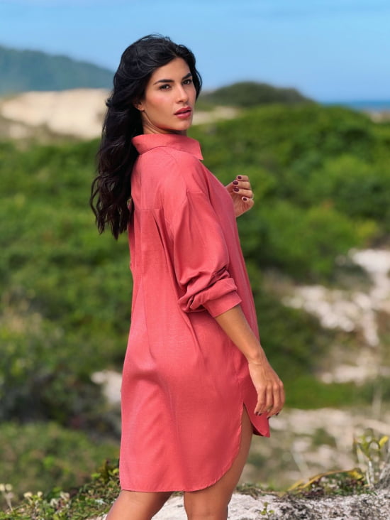 Saída de Praia Camisa Chemise Lisa