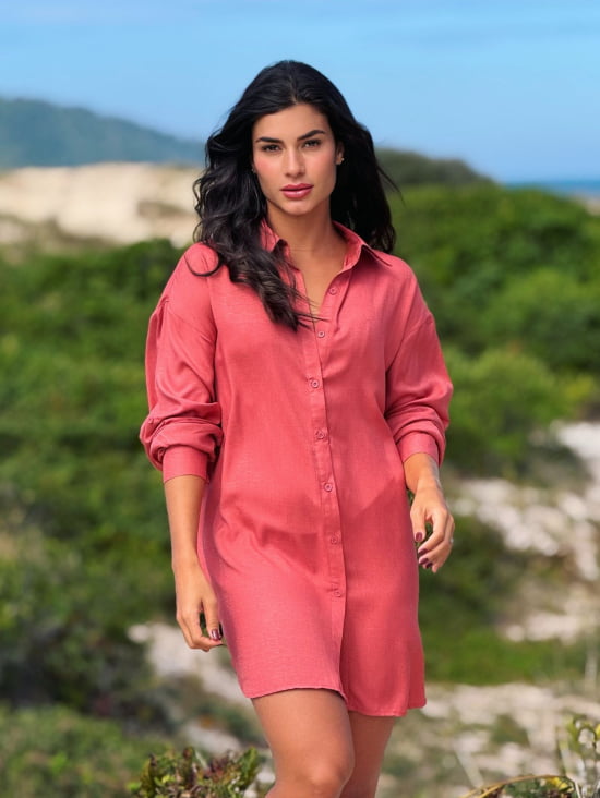 Saída de Praia Camisa Chemise Lisa