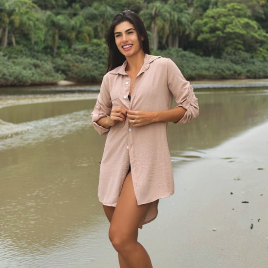 Saída de Praia Camisa/Vestido Manga 3/4 