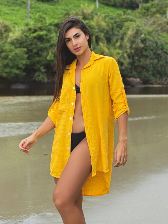 Saída de Praia Camisa/Vestido Manga 3/4 