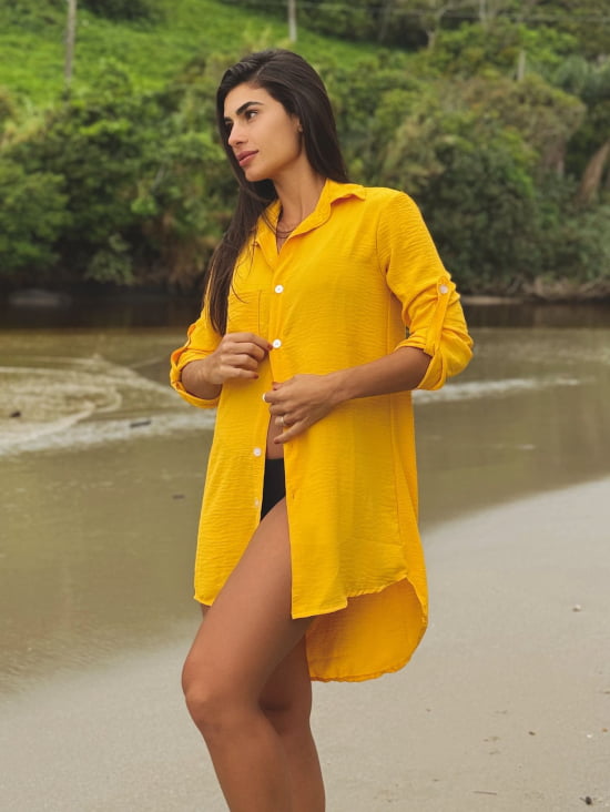 Saída de Praia Camisa/Vestido Manga 3/4 