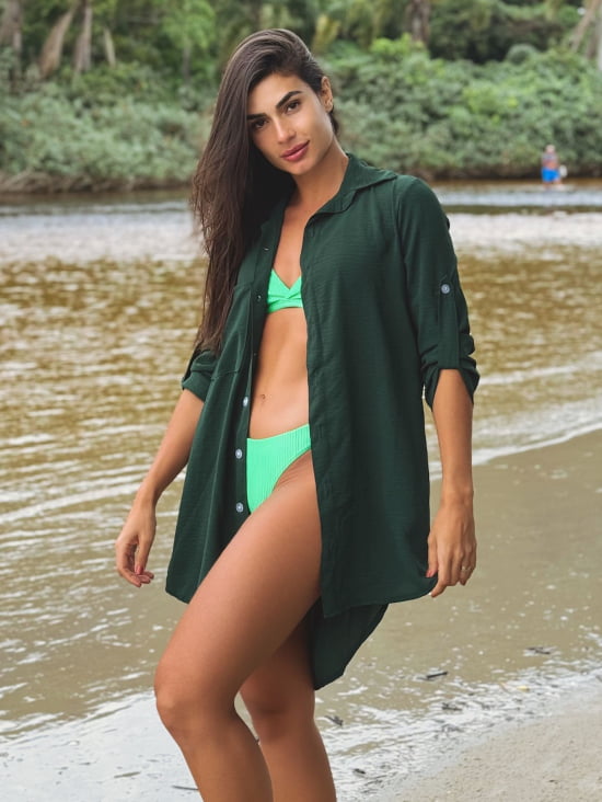 Saída de Praia Camisa/Vestido Manga 3/4 