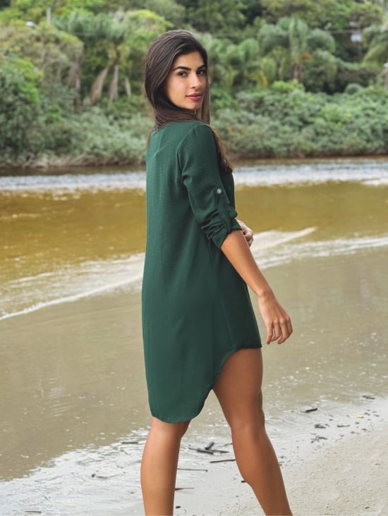 Saída de Praia Camisa/Vestido Manga 3/4 