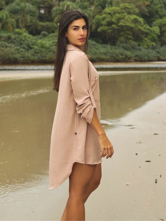 Saída de Praia Camisa/Vestido Manga 3/4 