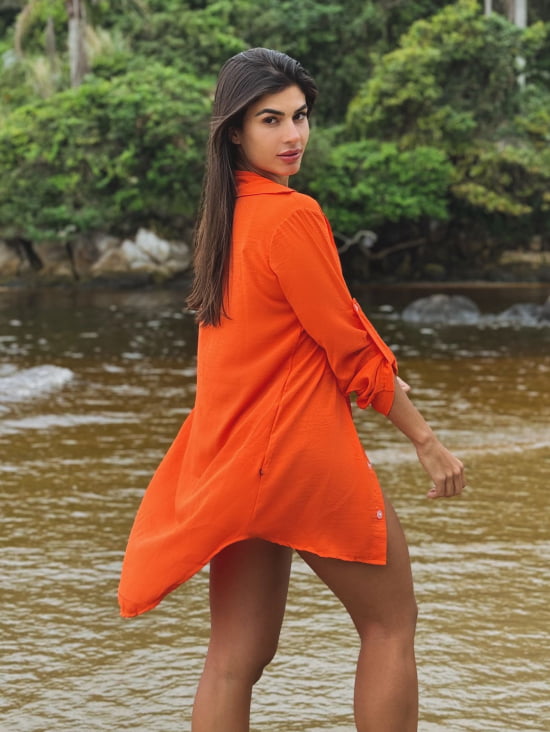 Saída de Praia Camisa/Vestido Manga 3/4 