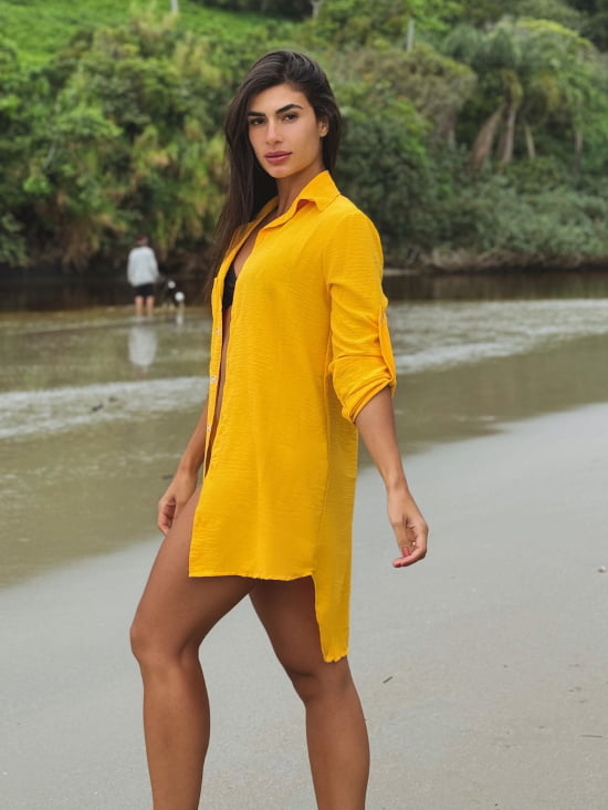 Saída de Praia Camisa/Vestido Manga 3/4 