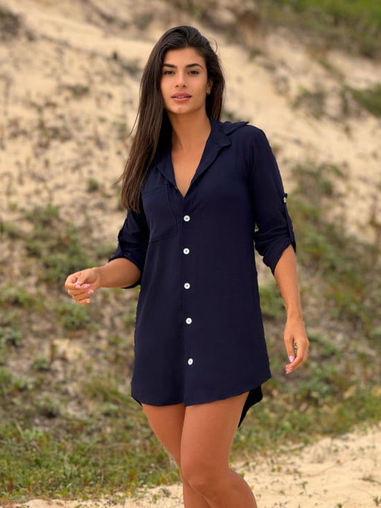 Saída de Praia Camisa/Vestido Manga 3/4 