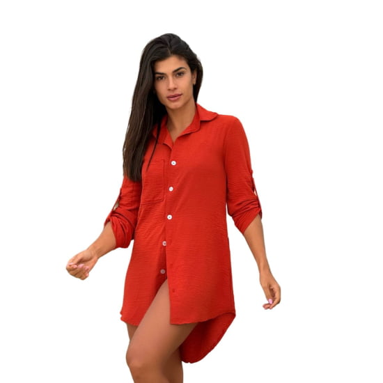 Saída de Praia Camisa/Vestido Manga 3/4 