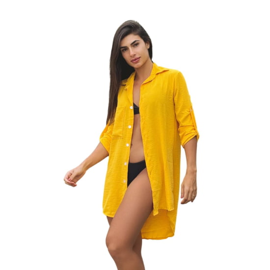 Saída de Praia Camisa/Vestido Manga 3/4 