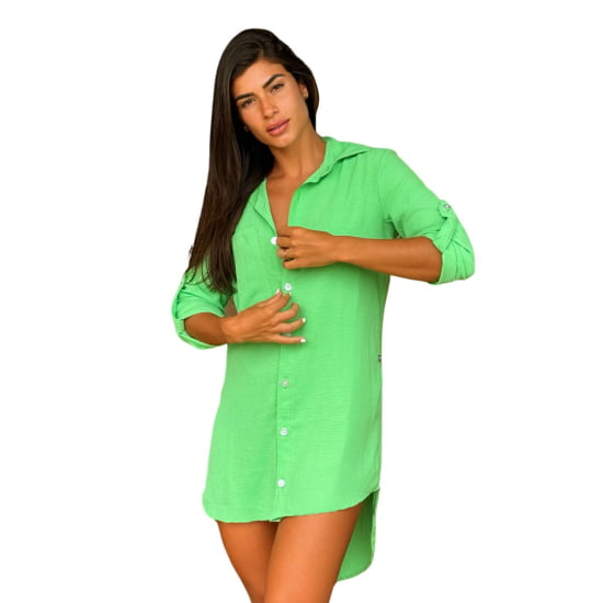 Saída de Praia Camisa/Vestido Manga 3/4 