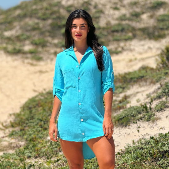 Saída de Praia Camisa/Vestido Manga 3/4 