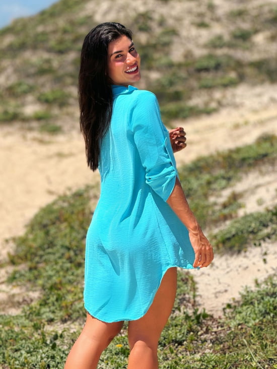 Saída de Praia Camisa/Vestido Manga 3/4 