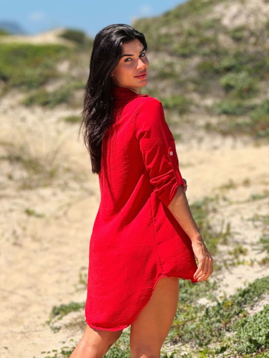 Saída de Praia Camisa/Vestido Manga 3/4 