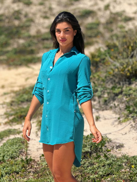 Saída de Praia Camisa/Vestido Manga 3/4 