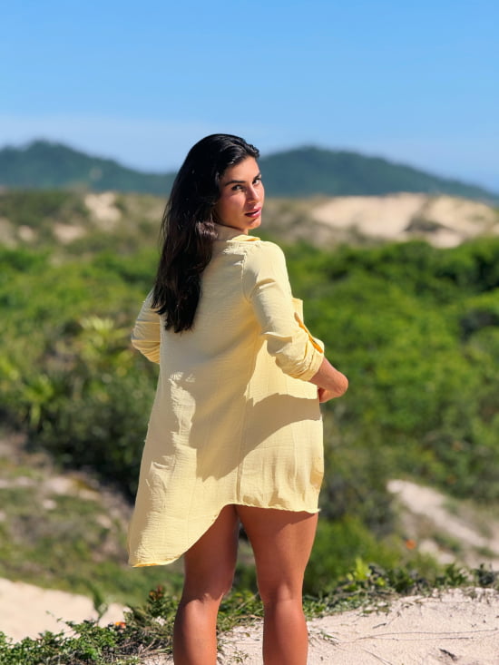 Saída de Praia Camisa/Vestido Manga 3/4 