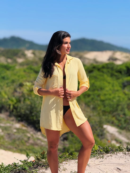 Saída de Praia Camisa/Vestido Manga 3/4 