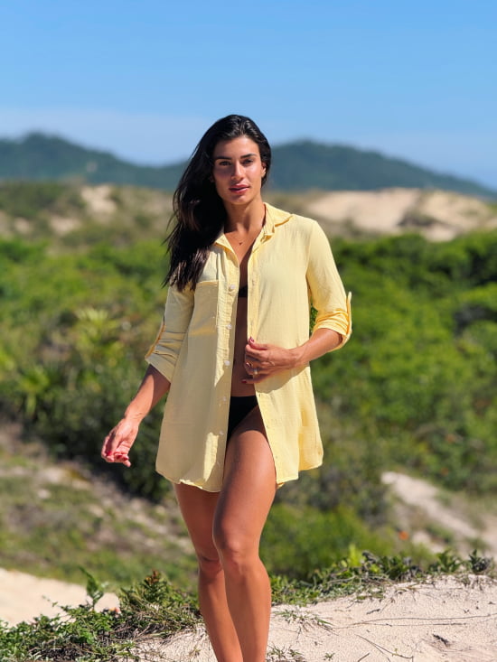 Saída de Praia Camisa/Vestido Manga 3/4 
