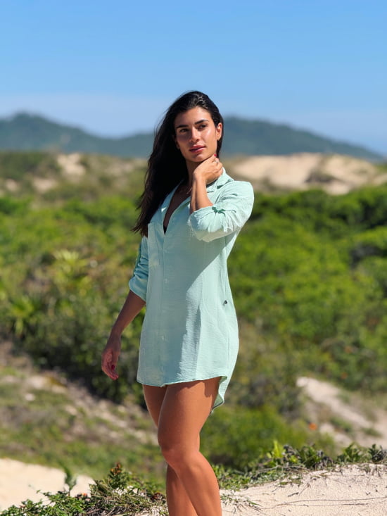 Saída de Praia Camisa/Vestido Manga 3/4 