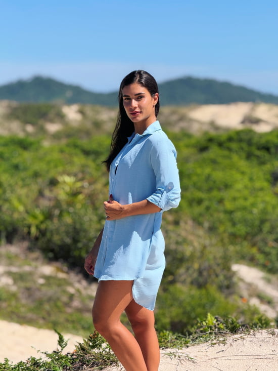 Saída de Praia Camisa/Vestido Manga 3/4 