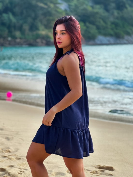 Saída de Praia Regata/Vestido com Alça de Amarrar Gigi